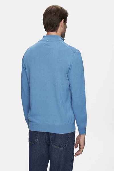 UCLA Ανδρικά πλεκτά πλεκτά με κέντημα με μισό φερμουάρ Fred Blue