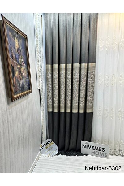NİVEMESHOME Nivemeshome Amber Ft614162 Антрацит V-5302 Панел за завеса 1/3 Пл...