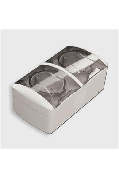 ELBİ Eva Sıva Üstü İkili Kapaklı Topraklı Priz