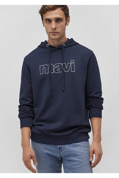 Mavi Φούτερ με λογότυπο με κουκούλα μπλε ναυτικό 065606-28417