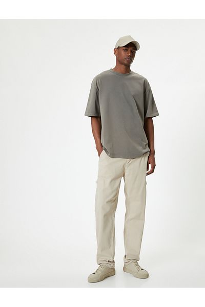 Koton Βαμβακερό μπλουζάκι Oversize - Crew Neck, κοντό μανίκι