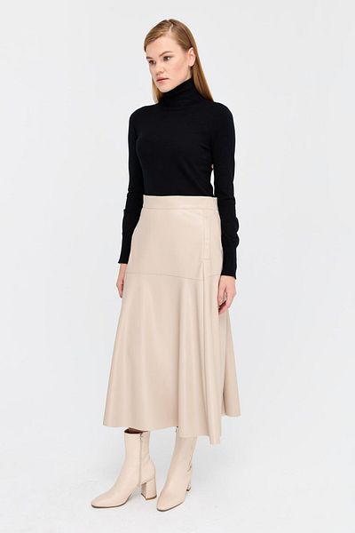 Esswaap Stone Colored Boot Length Leather Skirt