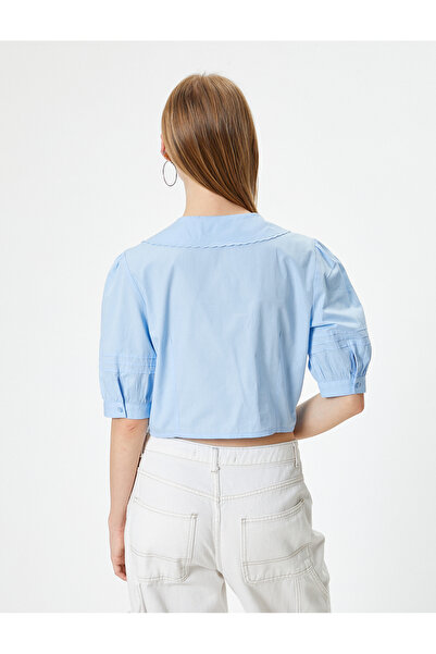 Koton Bluza Slim Fit brodată Guler Bebelus - mânecă Balon, mânecă scurtă