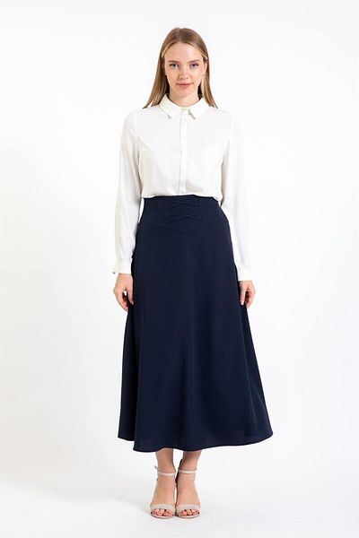 Esswaap Flared Skirt Navy Blue