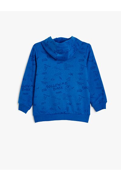 Koton Long Sleeve Hooded Sweatshirt - Slogan Printed