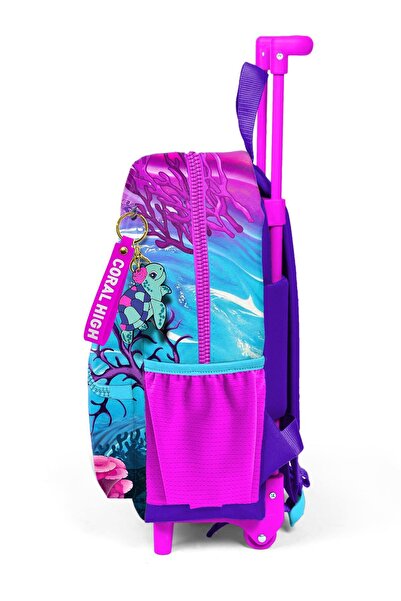 Coral High Rucsac cu racletă cu cuib mic cu model țestoasă roz violet - două compartimente 24056