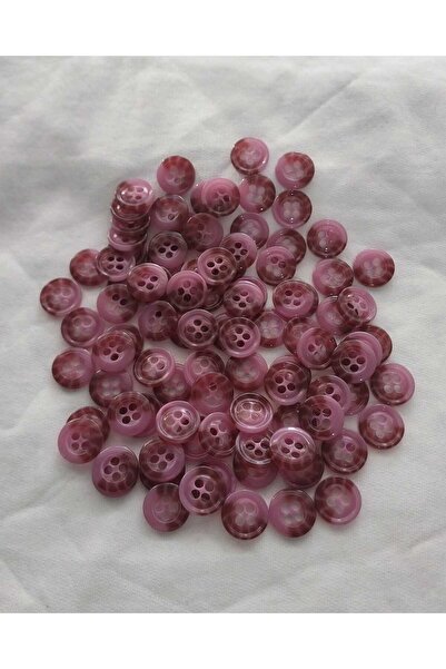 Tasarım Purple Color Patterned 2 cm Diameter Polyester Button 20 Pieces.