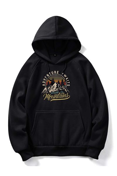 Pink Sky Φούτερ με κουκούλα Unisex Mountain Printed Oversize