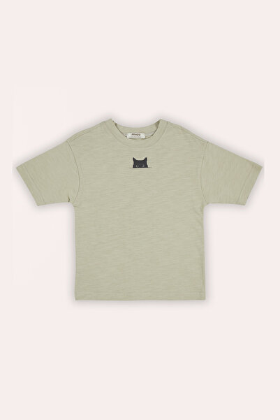 Panço Erkek Çocuk Baskı Detaylı Açık Haki Tişört