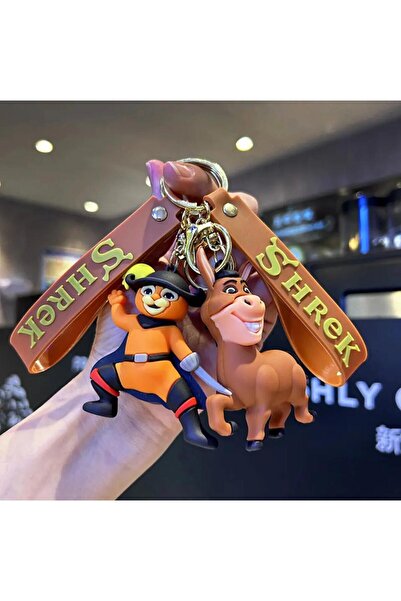 Genel Markalar 2'li Set Anahtarlık 3d Silikon Shrek Lüks Büyük Boy Çanta Akse...