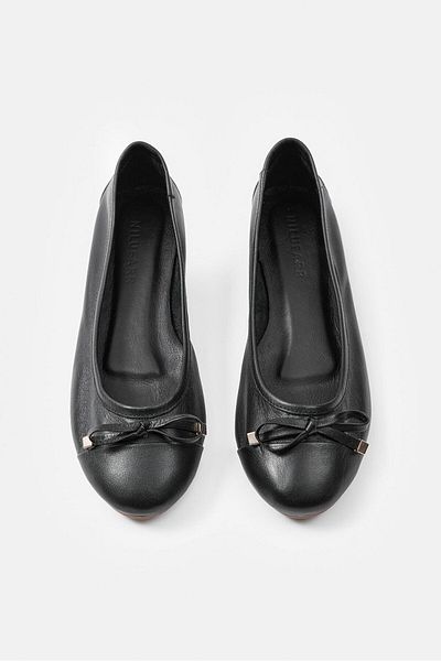 NILUFARR Ballet Black Genuine Leather Women's Ballerinas