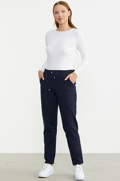 Sementa Pantaloni de trening cu șnur albastru bleumarin