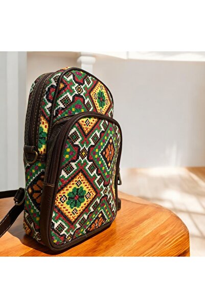 MODA Ethnic Patterned Leather Detailed Medium Size Unisex Shoulder and Backpack