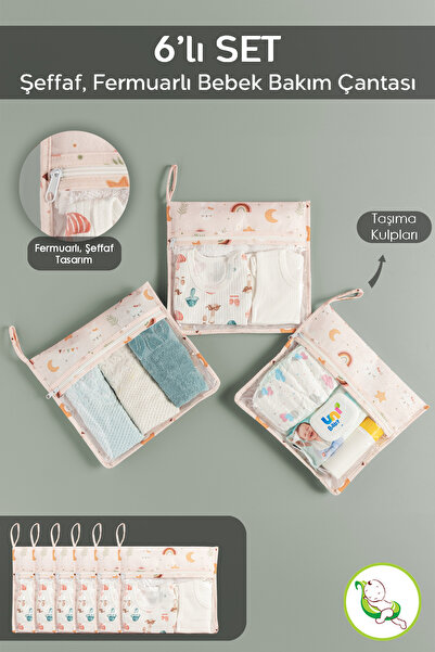 Meleni Baby 6'lı Bavul Valiz İçi Düzenleyici Set - Fermuarlı Şeffaf Pencereli...