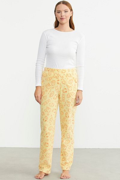 Sementa Pantaloni de iarnă cu model din lână galbenă