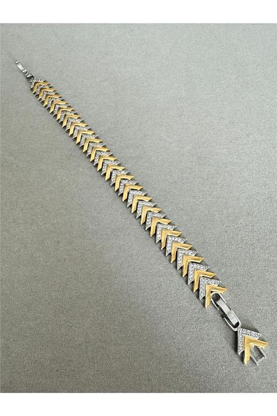 Pelin Aksesuar Vip Gold Silver Fish Back Steel Bracelet