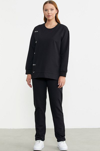 Sementa Stone Detailed Crew Neck Φούτερ - Μαύρο