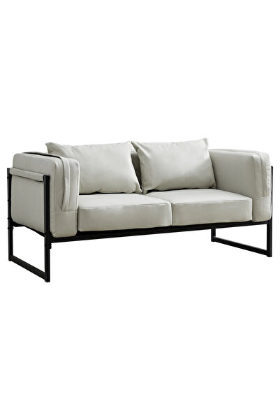 SCY Desdemona Metal Ayak 2+1 Ofis Mobilya Suni Deri Lobi Bekleme Alanı Koltuğu Oturma Odası Koltuk Takım