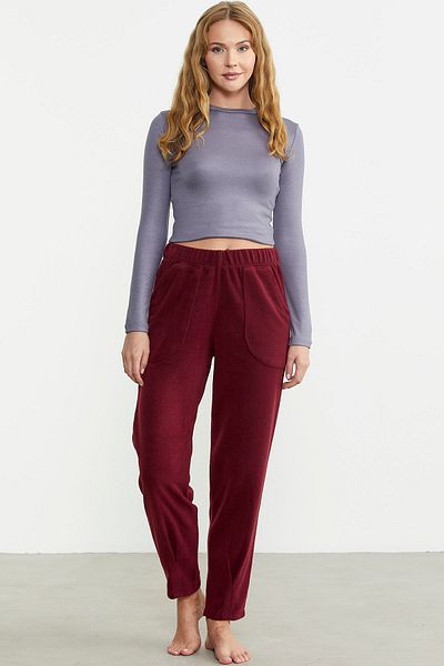 Sementa Burgundy Fleece Sweatpants - Leg Detailed