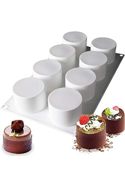 Choice قالب كيك سيليكون ثلاثي الأبعاد أبيض مكون من 8 شبكات لخبز كعكات الموس و...