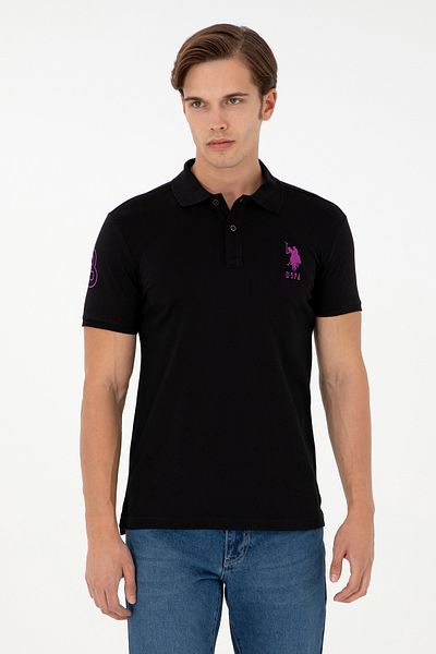 U.S. Polo Assn. Ανδρικό μπλουζάκι με λεπτή εφαρμογή Polo Neck Μαύρο Basic 50279568 -vr046