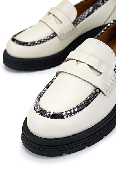 Tamer Tanca Kadın Hakiki Deri Bej Loafer Ayakkabı