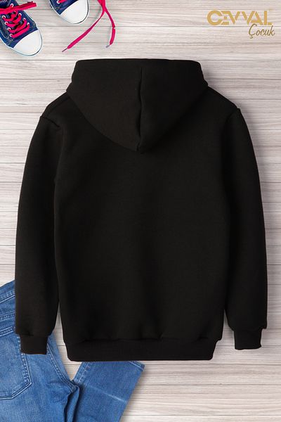 Cevval Детски суитшърт с качулка Oversize - с щампа на пиле