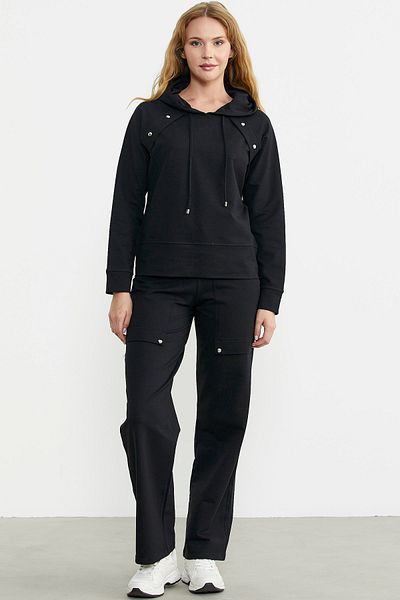 Sementa Σετ φόρμας μαύρης oversize με κουκούλα