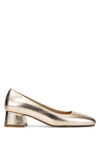 Tamer Tanca Women's Genuine Leather Yellow Heeled Shoes