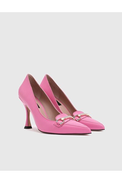 İLVİ Eligia Genuine Leather Women's Pink Heeled Shoes