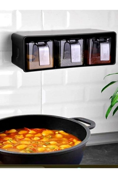 QLUX IDEAS 3-Piece Spice Rack Set - with Wall Hanging, Practical Kitchen Layout