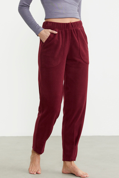 Sementa Burgundy Fleece Sweatpants - Leg Detailed