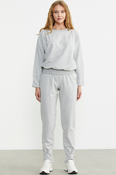 Sementa Σετ αθλητική φόρμα με γκρι λεπτομέρεια με κουμπί ώμου