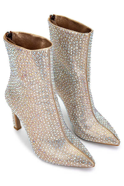 Tamer Tanca Kadın Hakiki Deri Bej Topuklu Bot