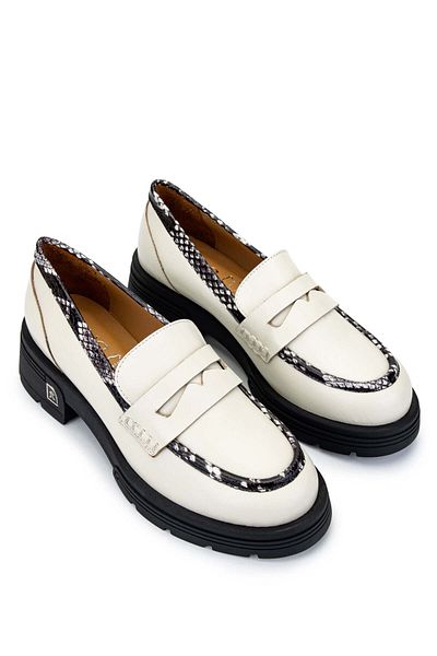 Tamer Tanca Women's Genuine Leather Beige Loafer Shoes