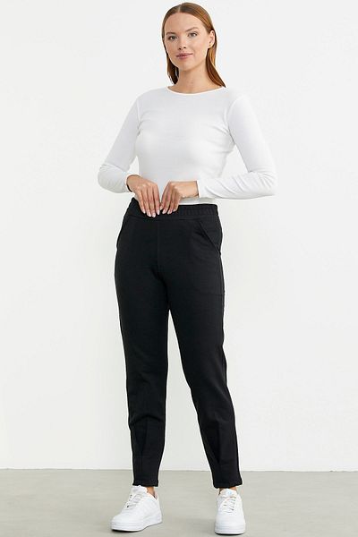 Sementa Pantaloni de sport cu talie elastică cu detaliu picior - negri