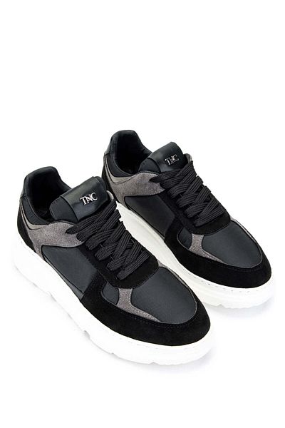 Tamer Tanca Women's Genuine Leather Black Sneakers & Sports Shoes