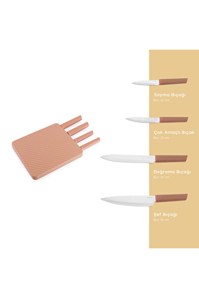 Schafer Easy Bloklu Bıçak Seti 5 Parça-Pembe