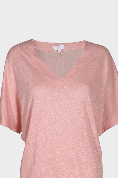Escada V-neck Low Sleeve Long Linen T-shirt