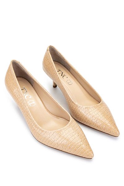 Tamer Tanca Women's Genuine Leather Beige Stiletto Shoes