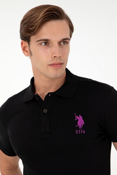 U.S. Polo Assn. Ανδρικό μπλουζάκι με λεπτή εφαρμογή Polo Neck Μαύρο Basic 50279568 -vr046