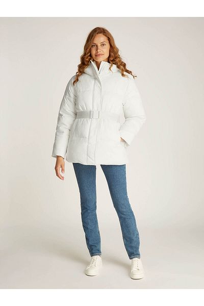 Calvin Klein Dámský krátký kabát - Logo Belt Short Puffer, pohodlný design