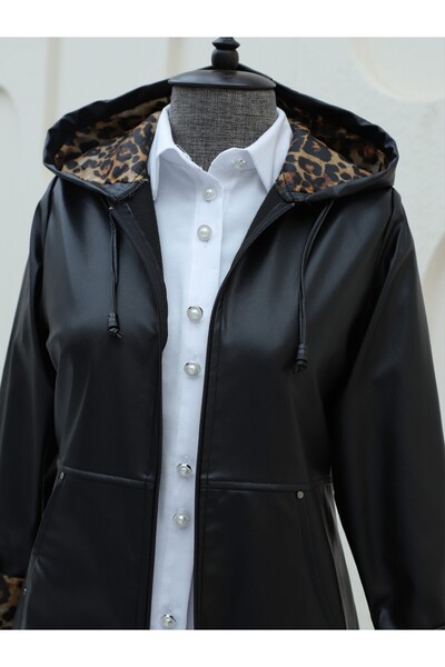 Modamorfo Fermuarlı Kolu Katlamalı Deri Kap -Siyah