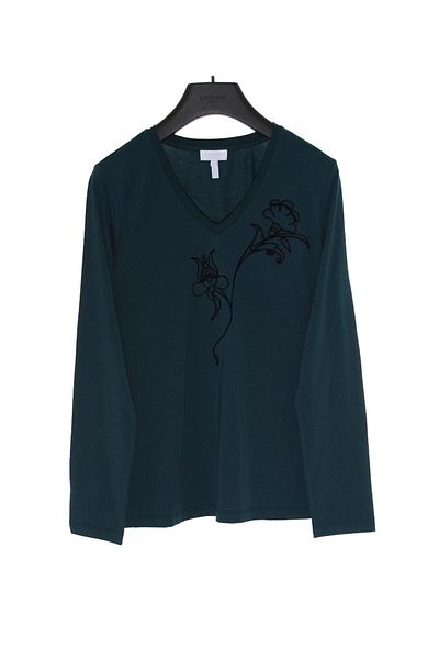 Escada V-neck Long Sleeve Cotton T-shirt
