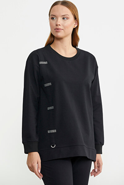 Sementa Stone Detailed Crew Neck Φούτερ - Μαύρο