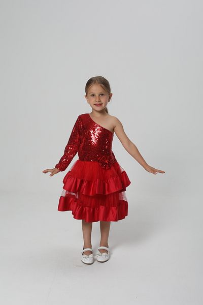 miço kids One Shoulder Girl's Evening Dress - Evening Dress - Graduation Dress - New Year Red Evening Dress
