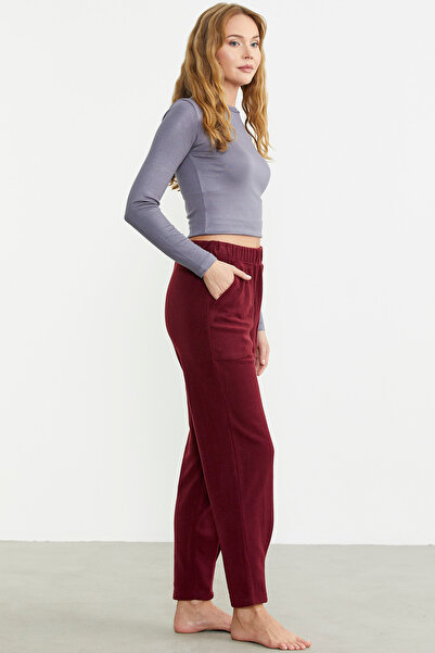 Sementa Burgundy Fleece Sweatpants - Leg Detailed