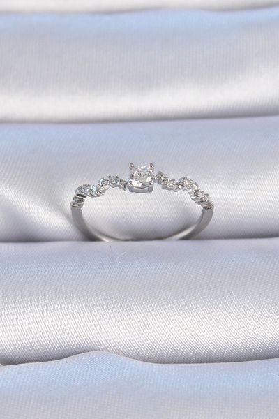 Skygo Brass Silver Color Zircon Stone Single Stone Model Women's Ring - Tj-Byk3315
