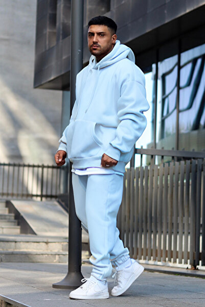 YAKAMEL ERKEK KIŞLIK EŞOFMAN TAKIMI 3 İPLİK İÇİ POLARLI OVERSİZE