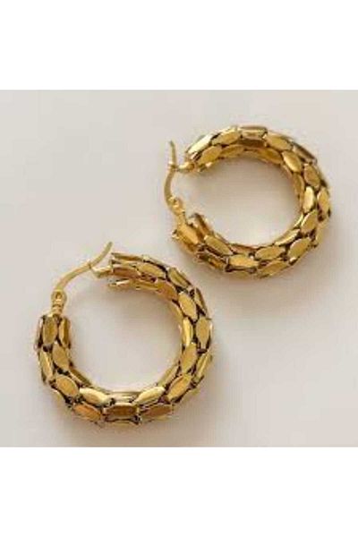 G Sport POLO Barley Patterned Steel Hoop Earrings